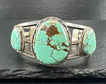 Southwest Sterling Silver Cuff Bracelet Turquoise Number Eight