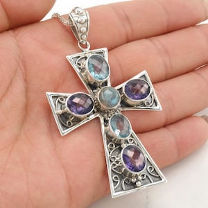 Vintage Nicky Butler Sterling Silber Kreuz Halskette