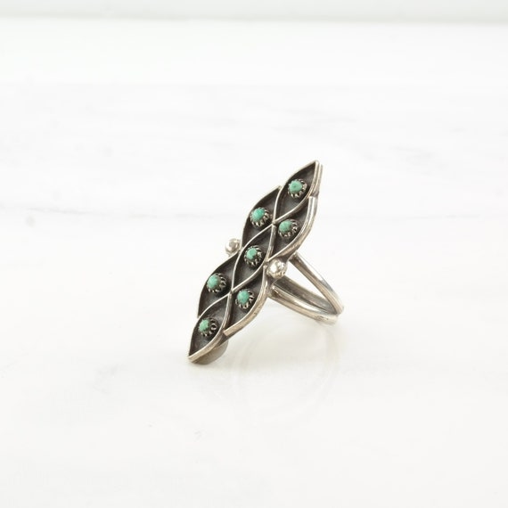 Vintage Native American Silver Ring Turquoise Clu… - image 5