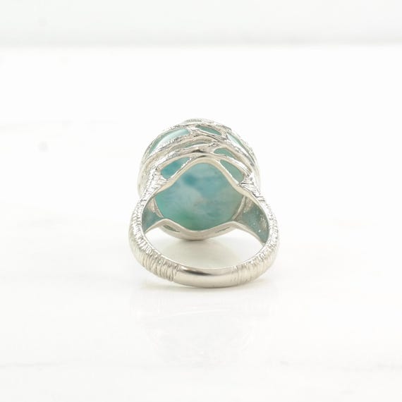 Sterling Silver Ring: Larimar Stone - Large Sky B… - image 8