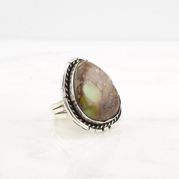 Vintage 1970 Silver Ring Turquoise Sterling Size … - image 5