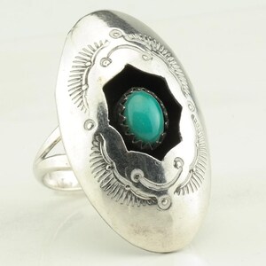 Vintage Sterling Silver Turquoise Shadowbox Ring image 7
