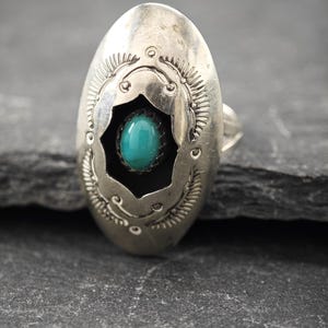 Vintage Sterling Silver Turquoise Shadowbox Ring image 2