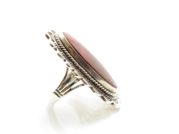 Vintage Native American Agate Ring Sterling Silve… - image 3