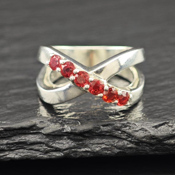 Sterling Silver Ring: Red Lab Ruby Center - Size … - image 10