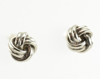 Minimalist Sterling Silver Braided Stud Earrings