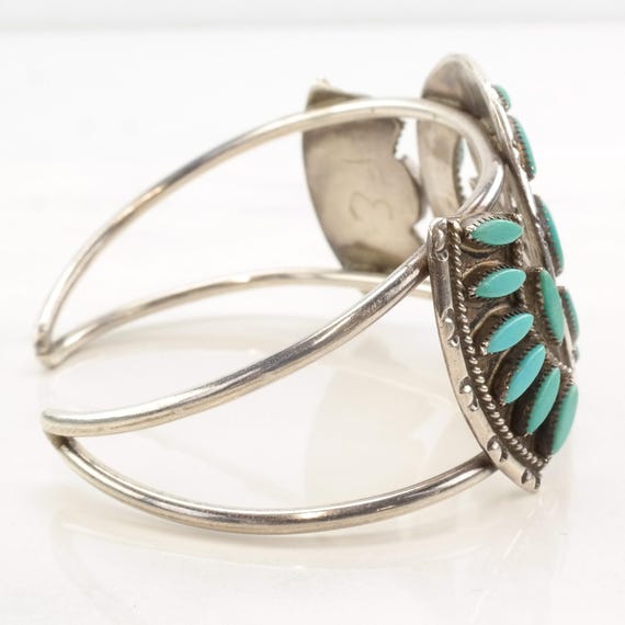 Turquoise Leaf Cuff Bracelet - Native American St… - image 8
