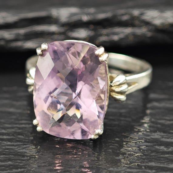 Amethyst Statement Ring: Large Square Cut - Sterl… - image 1