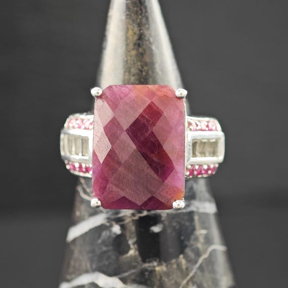 Faceted Ruby Corundum Ring Sterling Silver Sz 7 - image 10