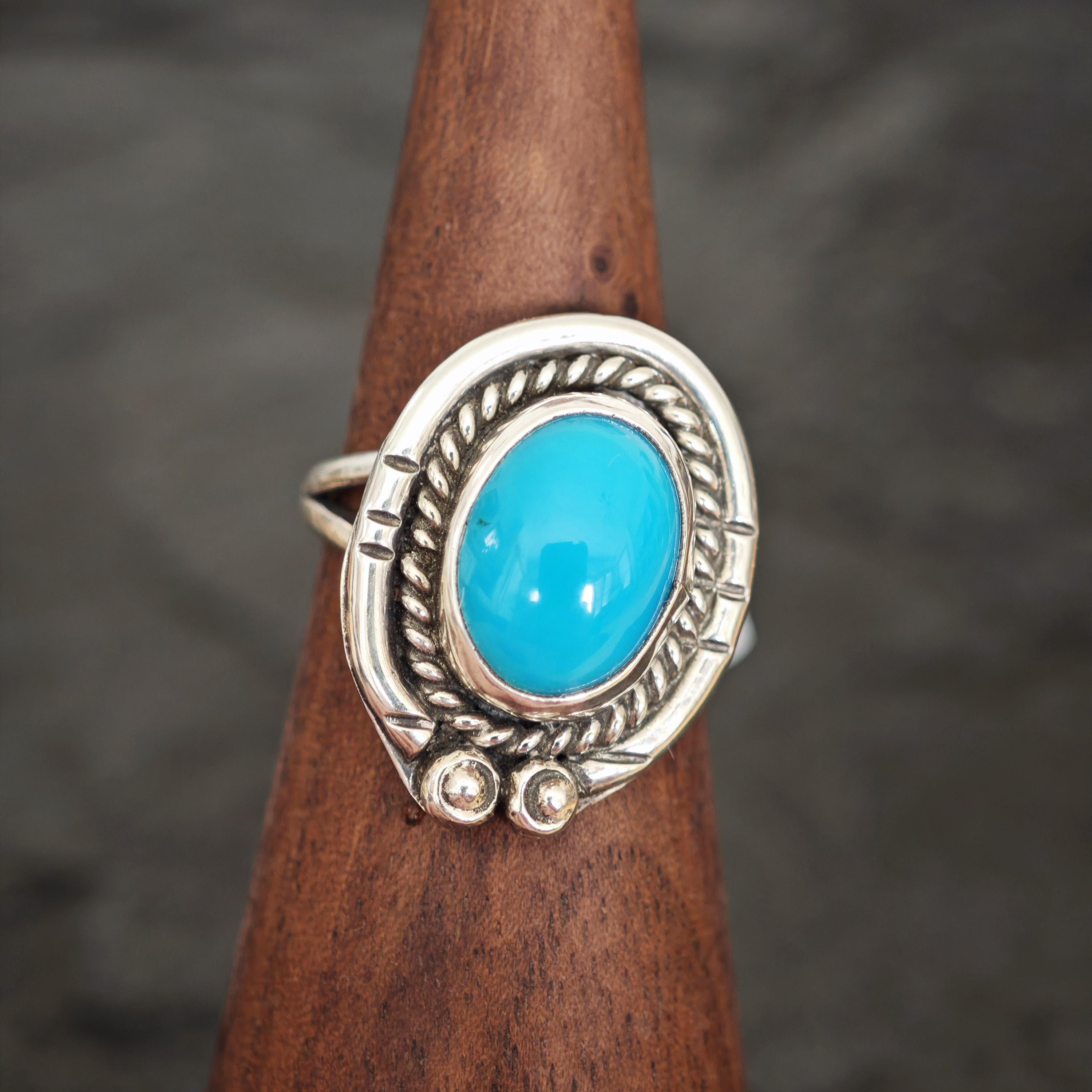 Vintage Native American Sterling Silver Ring Turquoise Blue