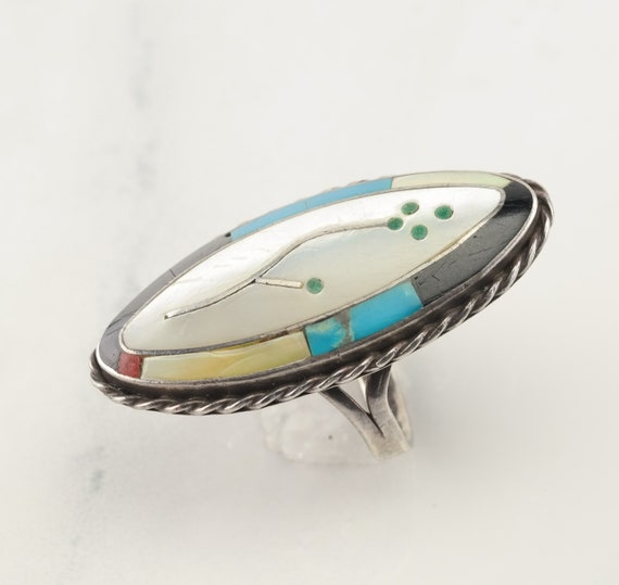 Vintage Native American Silver Ring Turquoise, MO… - image 8