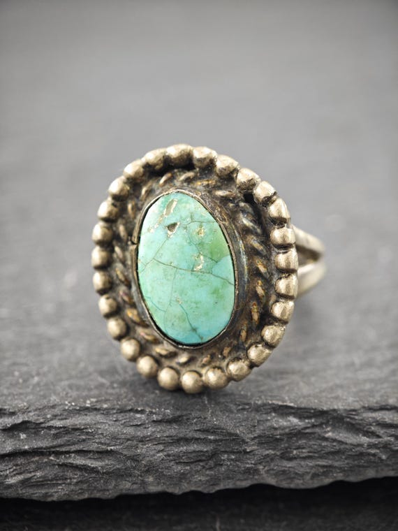 Native American Ring: Turquoise Stone, Sterling S… - image 3