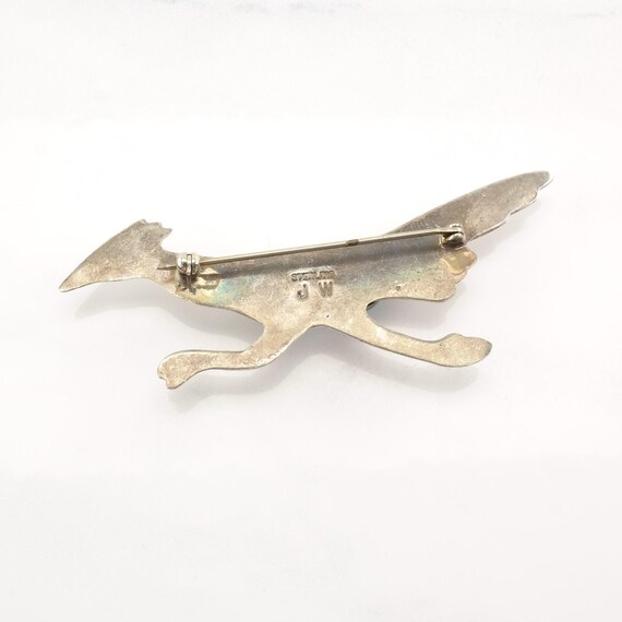 Turquoise Bird Silver Brooch - Native American St… - image 4
