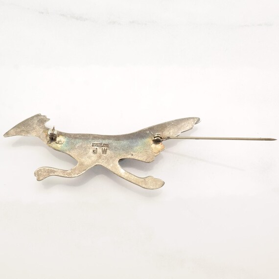 Turquoise Bird Silver Brooch - Native American St… - image 5