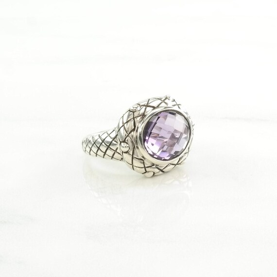 Sterling Silver Ring Created Amethyst Purple Size… - image 4