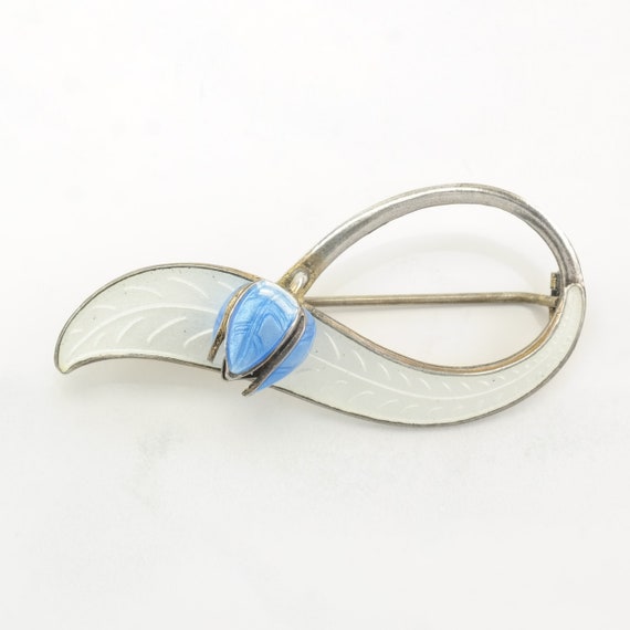 Aksel Holmsen Enamel Flower Brooch Sterling Silver - image 2