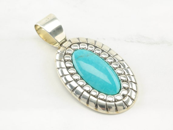 Vintage Turquoise Sterling Silver Pendant by Caro… - image 1