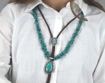 Turquoise Heishi Necklace: Native American - Sterling Silver