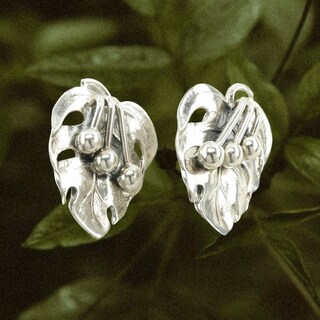 URONE Orecchini A Cerchio A Forma Di Foglia In Argento 925 Con Zirconi - Gioiello Ipoallergenico Per Donne