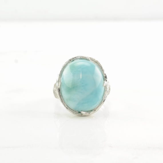 Sterling Silver Ring: Larimar Stone - Large Sky B… - image 6