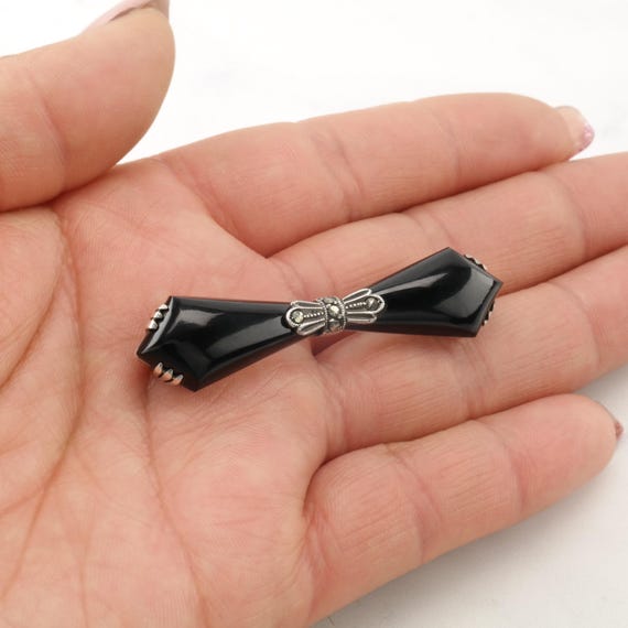 Art Deco Bow Sterling Silver Brooch - image 2