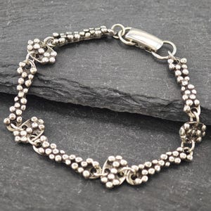 Designer Sterling Silver Link Bracelet Abstract