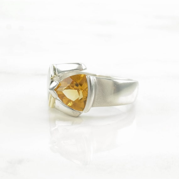 Vintage Sterling Silver Ring Citrine 14K Gold Acc… - image 4