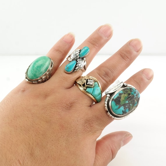 Vintage Hopi Sterling Silver Ring, Turquoise Feat… - image 2