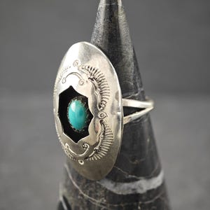 Vintage Sterling Silver Turquoise Shadowbox Ring image 4