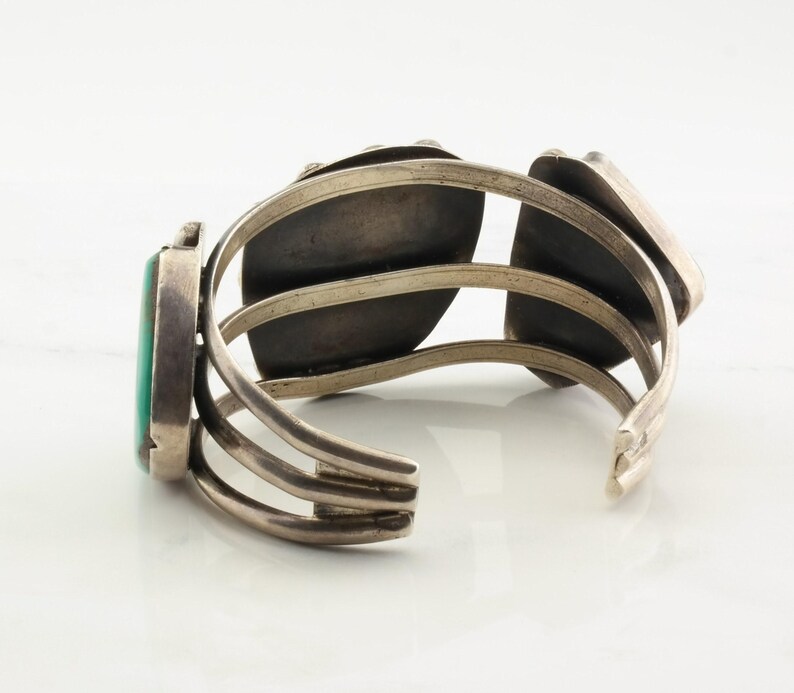 Bracciale rigido in argento con pegno antico dei nativi americani, turchese Kings Manassa, 6 1/2" immagine 9