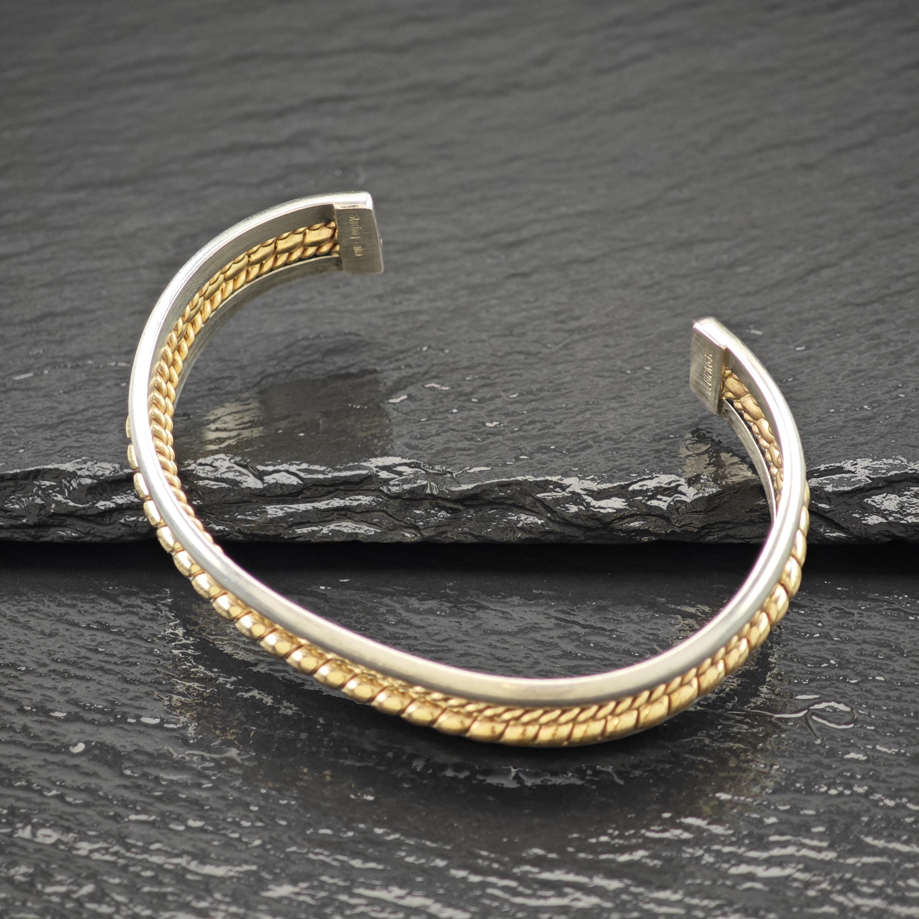アクセサリー Navajo Wave Sterling Bangle Navajo 12K GF Twisted Wire Cuff Sterling Silver Sz 6