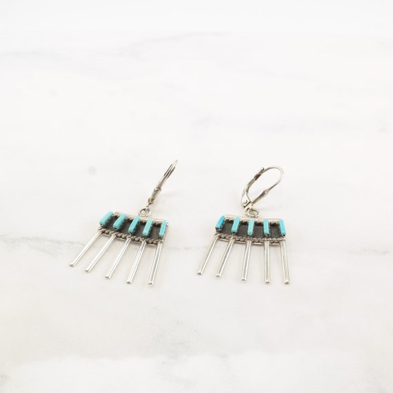 Native American Sterling Silver Turquoise Zuni Ea… - image 3