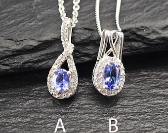 Choice of Tanzanite, Topaz Necklaces Sterling Silver