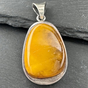 Vintage Boho Amber Sterling Silver Pendant