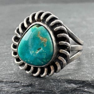 Southwest Silver Ring Turquoise Sterling Blue Size 5.5