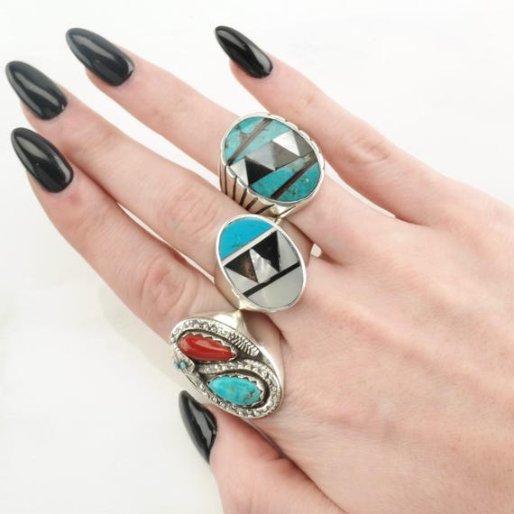 Sterling Silver Statement Ring: Native American I… - image 3