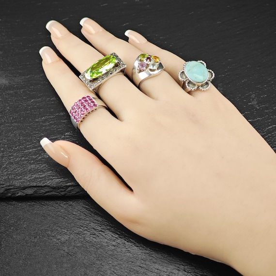 Gemstone Ring: Sterling Silver with Multicolor St… - image 2