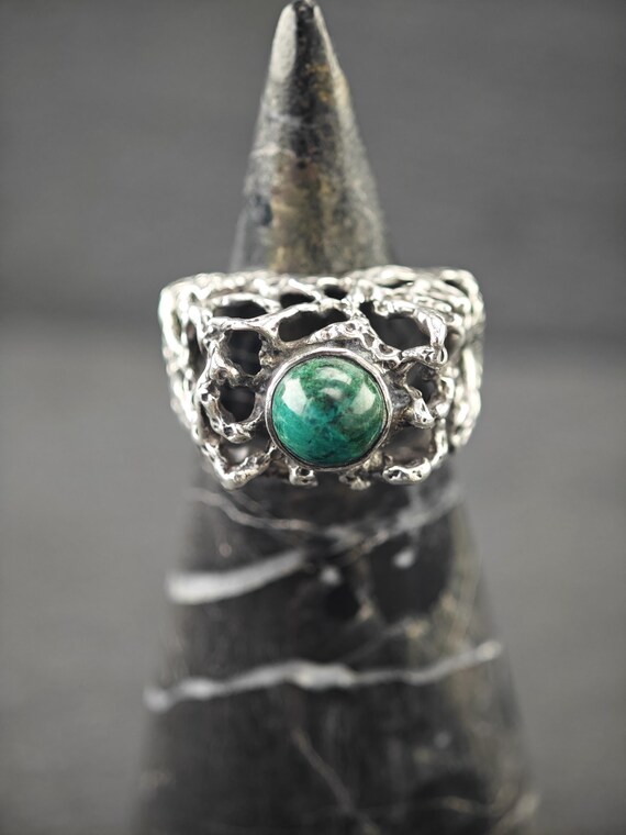 Chrysocolla Statement Ring: Brutalist Design - St… - image 3