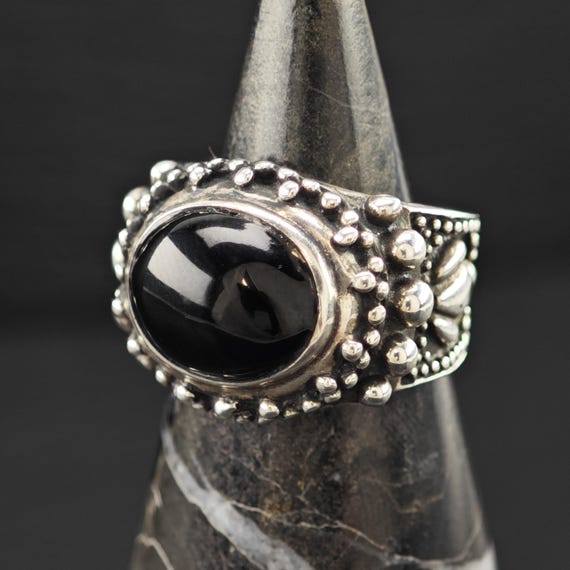 Oval Onyx Ring: Sterling Silver Statement Jewelry… - image 9