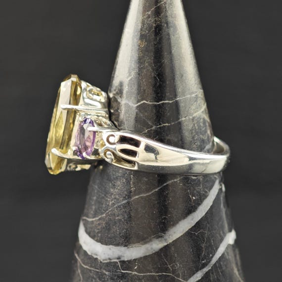 Sterling Silver Statement Ring: Amethyst & Citrin… - image 10