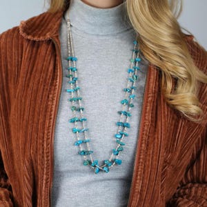 Southwest Turquoise, Heishi Beads Necklace Sterling Silver