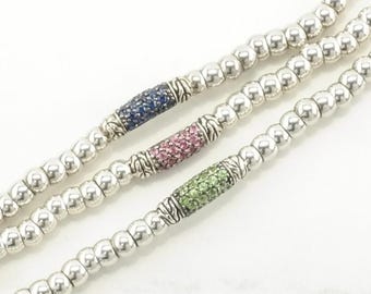 Choice of Vintage John Hardy Sterling Silver Beaded Bracelet Tsavorite, Sapphire, Pink Sapphire