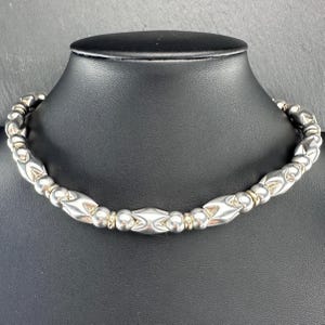 Vintage Sterling Silver Bead Necklace with Gold Fill Accents