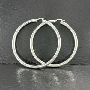 Sterling Silver 5mm Wide Earrings Hoop 3&quot;