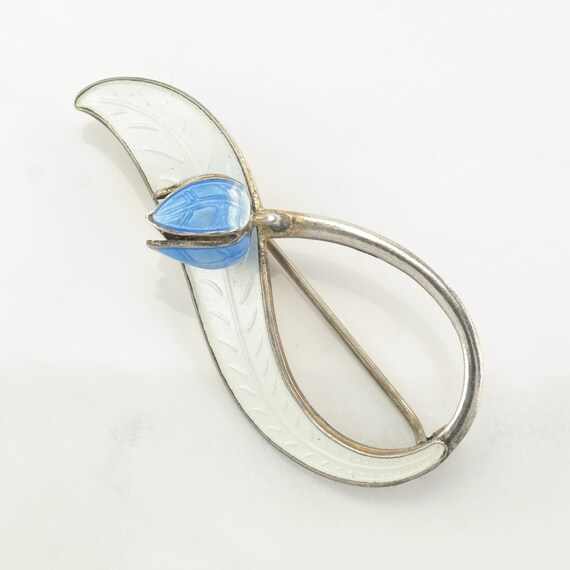 Aksel Holmsen Enamel Flower Brooch Sterling Silver - image 3