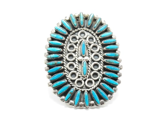 Vintage Zuni Ring Turquoise Sterling Silver Needl… - image 1