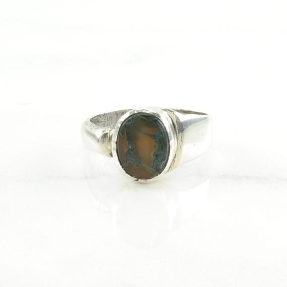 Sterling Silver Ring, Dendritic Agate Modernist (… - image 4