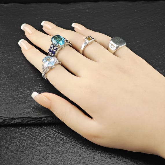 Topaz Doublet Statement Ring Sterling Silver Sz 6 - image 2