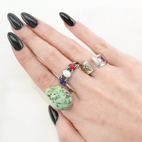 Turquoise Statement Ring: Light Blue Stone - Ster… - image 2