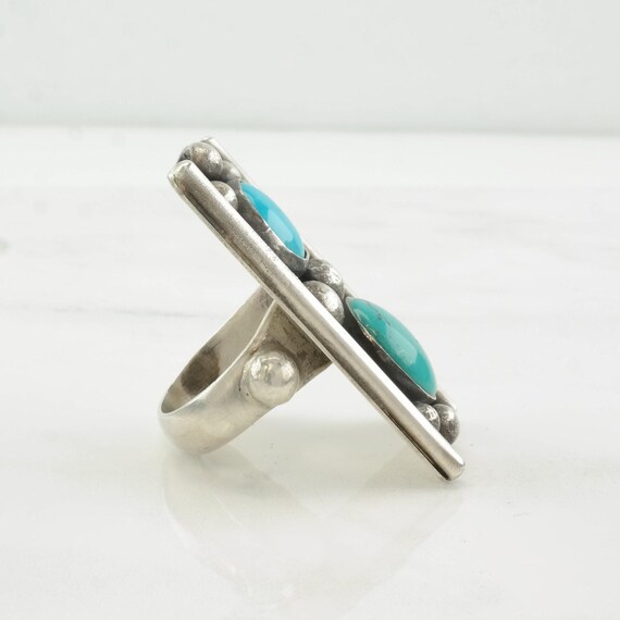 Large Sterling Silver Turquoise Ring Signed Tawne… - image 5